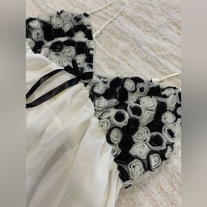 Flora Nikrooz Black and White Chemise with Floral Detail